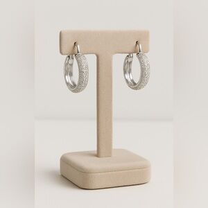 Karl Lagerfeld Silver Crystal Embellished Earrings